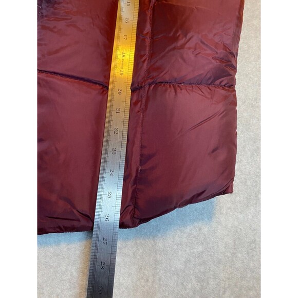 Lands End Puffer Vest Jacket Womens Small 8 Dark Burgundy Goose Down Snap Button - Picture 11 of 15